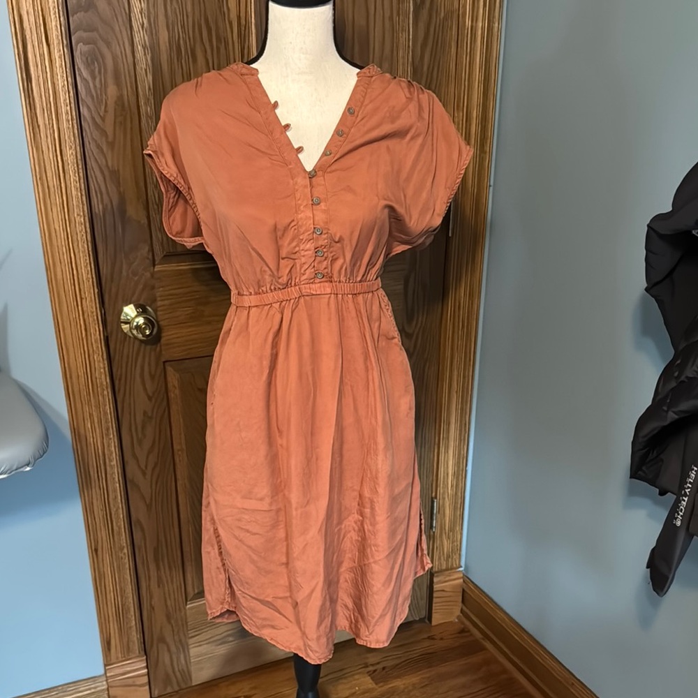 Prana  Terracotta Button-Down Dress